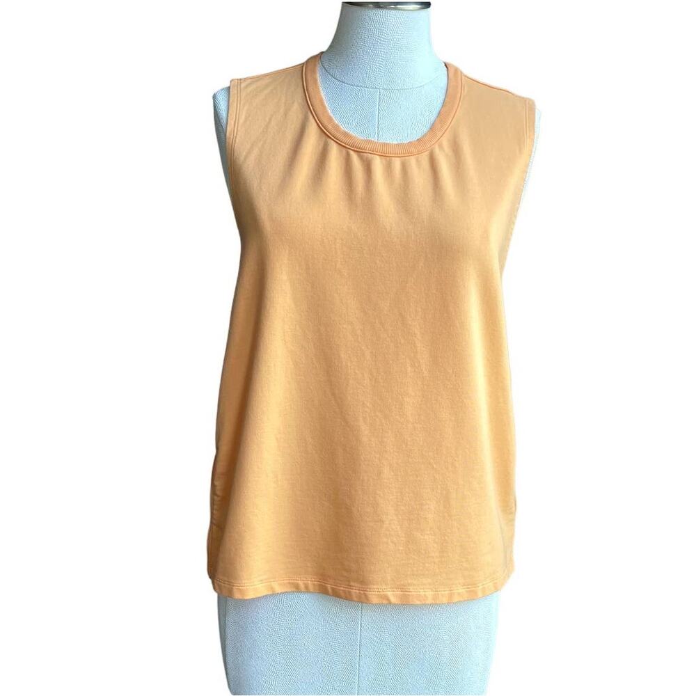 Women's Athleta Orange Activewear Adjustable Side Mesh Sleeveless Crewneck Top L